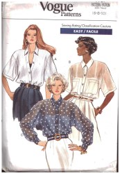 7757 VOGUE LOOSE SHIRT,  SILKY CAMISOLE 1990 PATTERN 6-10, or  12-16 UNCUT choice